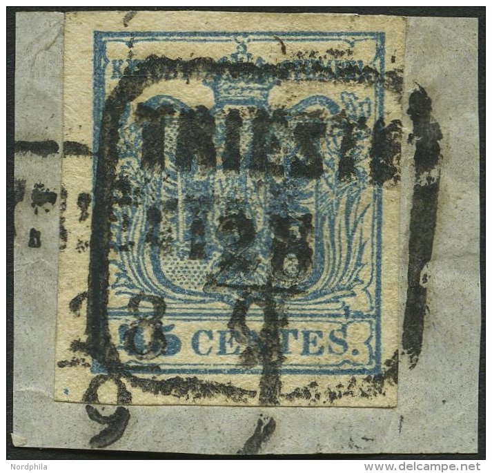 LOMBARDEI UND VENETIEN 5Xc BrfStk, 1850, 45 C. Schieferblau, Handpapier, Type II, Österreich-R3 TRIESTE, Prachtbrie - Lombardo-Vénétie