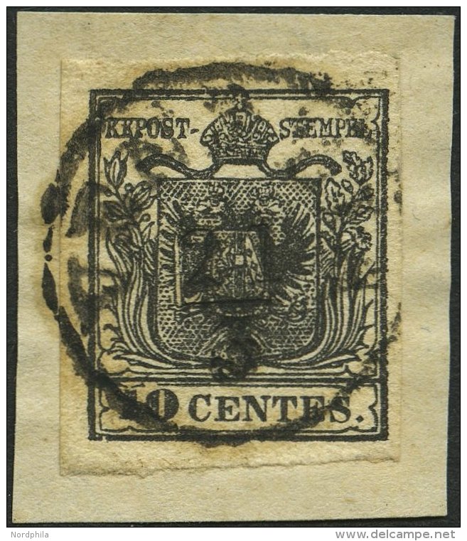 LOMBARDEI UND VENETIEN 2Xa BrfStk, 1850, 10 C. Schwarz, Handpapier, Type Ia, K1 VENEZIA, Prachtbriefstück, Fotobefu - Lombardo-Vénétie