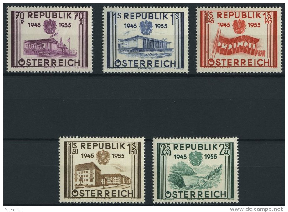 STERREICH 1012-16 **, 1955, Unabhängigkeit, Prachtsatz, Mi. 60.- - Oblitérés