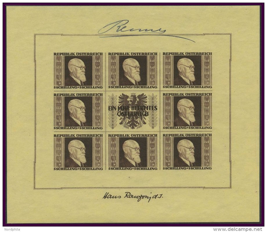 STERREICH 772-75B **, 1946, Renner, Ungezähnt, Im Kleinbogensatz, Jeder Block Oben Mit Originalunterschrift Von Dr. - Oblitérés