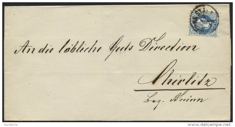 STERREICH 38I BRIEF, 1872, 10 Kr. Blau, Grober Druck, Auf Brief Von BRÜNN Nach Chirlitz, Pracht - Oblitérés