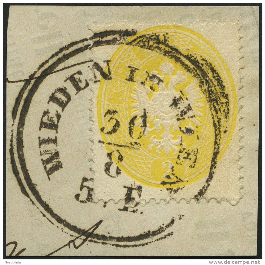 STERREICH 24 BrfStk, 1863, 2 Kr. Gelb, K2 WIEDEN IN WIEN, Prachtbriefstück - Oblitérés