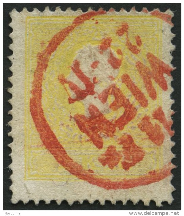 STERREICH 10IIa O, 1859, 2 Kr. Gelb, Type II, Roter K1 WIEN, Feinst - Oblitérés