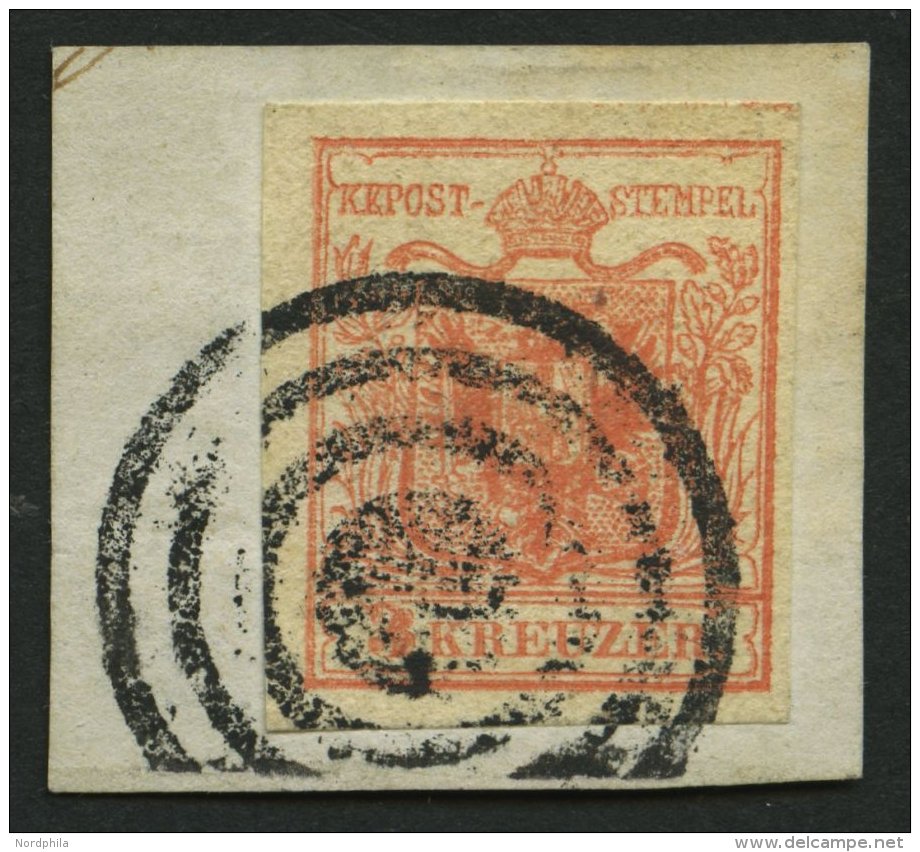 STERREICH 3X BrfStk, 1850, 3 Kr. Karmin, Handpapier, Type Ib, Mit Stummem Stempel Von TABOR (Müller 2861b), Kabinet - Oblitérés