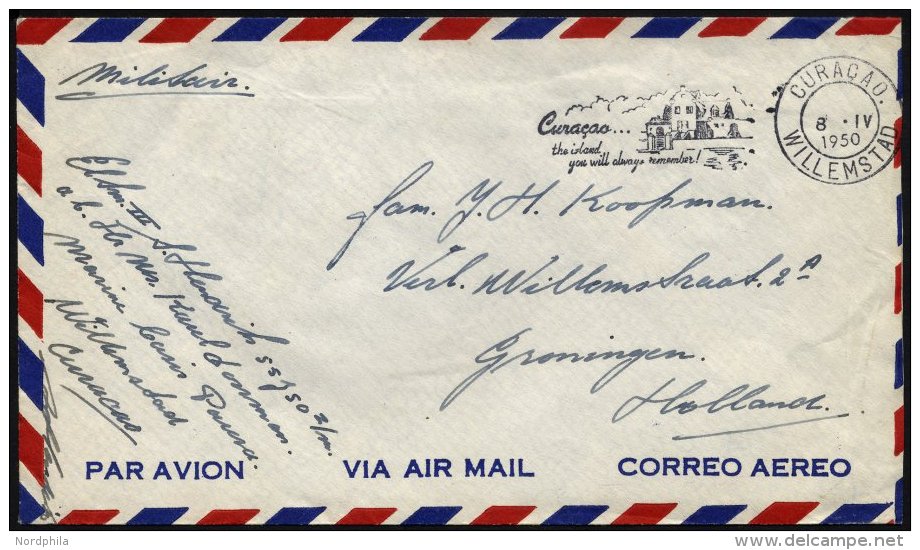 NIEDERLANDE 1950, Portofreier Militärbrief Aus Curacao/Niederländische Antillen, Pracht - Pays-Bas