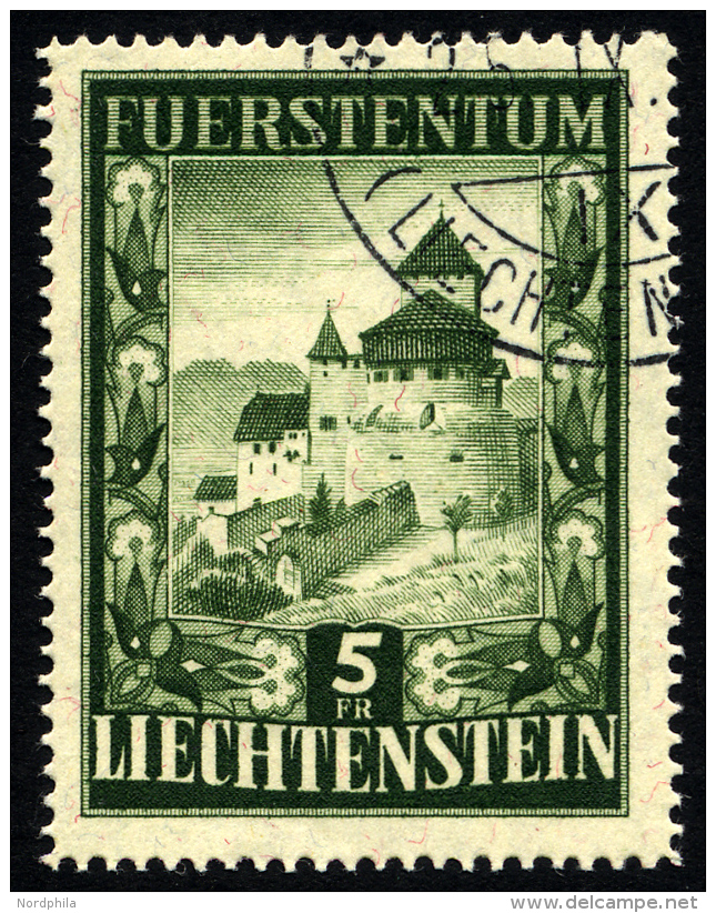 LIECHTENSTEIN 309 O, 1952, 5 Fr. Vaduz, Pracht, Mi. 240.- - Autres & Non Classés