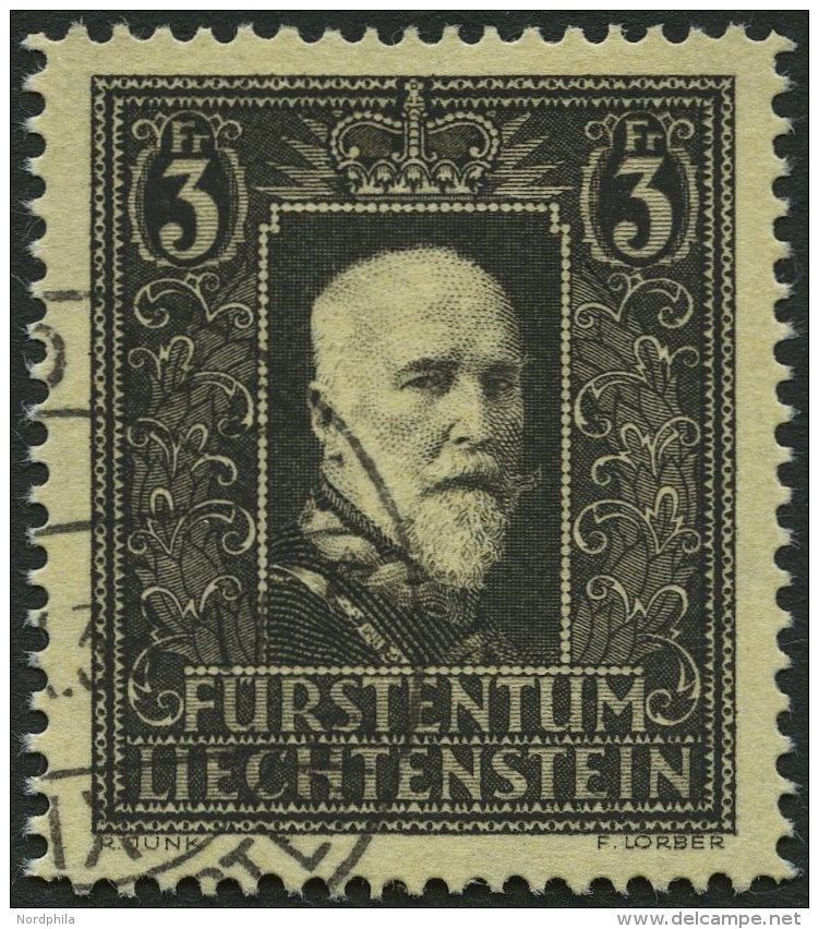 LIECHTENSTEIN 171 O, 1938, 3 Fr. Fürst Franz I, Pracht, Mi. 120.- - Autres & Non Classés