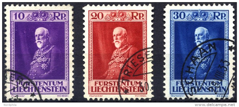 LIECHTENSTEIN 122-24 O, 1933, 80. Geburtstag, Prachtsatz, Mi. 150.- - Autres & Non Classés