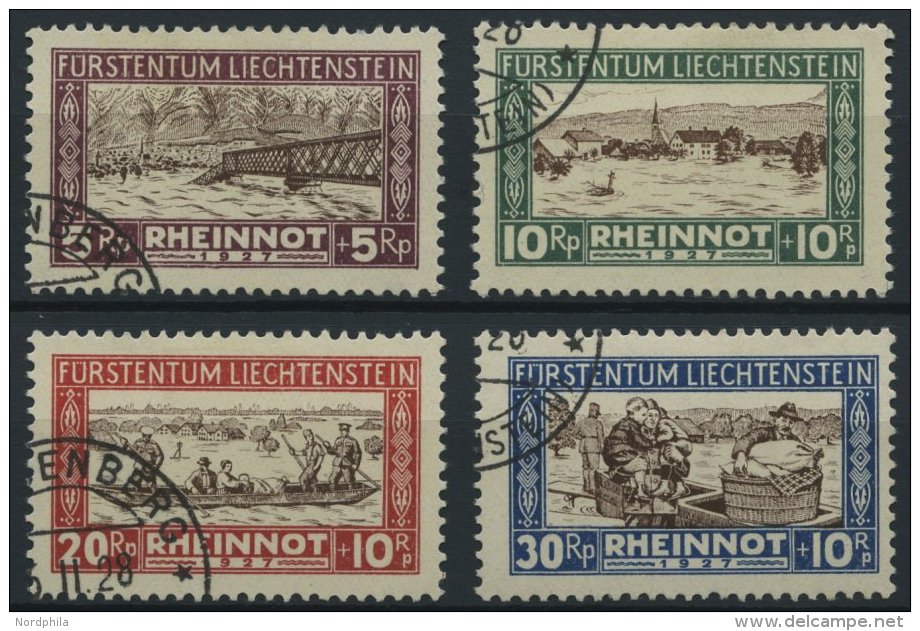 LIECHTENSTEIN 78-81 O, 1928, Hochwassergeschädigte, Prachtsatz, Mi. 130.- - Autres & Non Classés