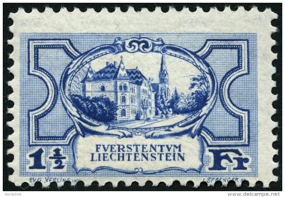 LIECHTENSTEIN 71 **, 1925, 11/2 Fr. Regierungsgebäude, Pracht, Mi. 340.- - Autres & Non Classés