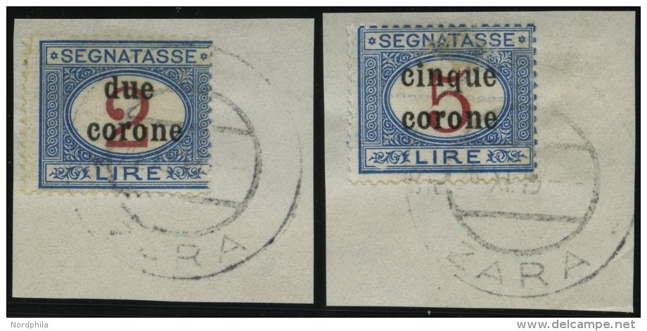 BES.GEB. 1918-23 P 8/9 BrfStk, Portomarken: 1919, 2 Und 5 Kr. Corone, Je Auf Briefstück, Feinst/Pracht, Mi. 220.- - Non Classés