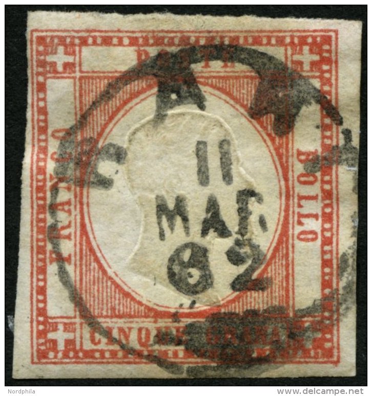 ITALIEN 5d O, 1861, 5 Gr. Ziegelrot, K1 BARI, Pracht, Gepr. Newiger, Mi. 100.- - Italia