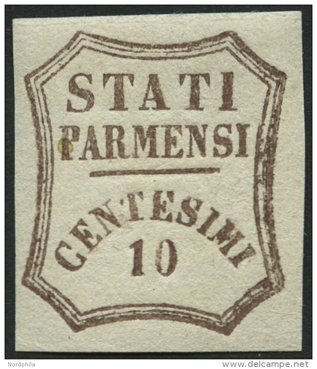 PARMA 13 *, 1859, 10 C. Dunkelbraun, Falzrest, Pracht, Signiert Gebrüder Senf, Mi. 750.- - Parme