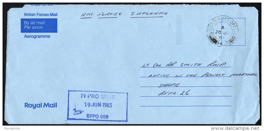 BRITISCHE MILITÄRPOST 1983, K2 FIELD POST OFFICE/141 Auf Aerogramm Mit Eingangsstempel Des Britischen Feldpostamtes - Oblitérés