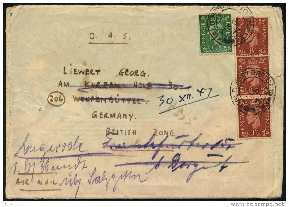 BRITISCHE MILITÄRPOST 198,200 BRIEF, 1947, 1/2 Und 11/2 P. (3x) König Georg V Mit K2 FIELD POST OFFICE/783 Auf - Oblitérés