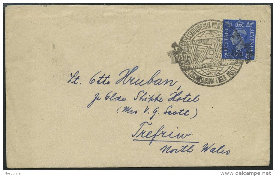 BRITISCHE MILITÄRPOST Ca. 1944, 21/2 P. Blau Auf Brief Mit Tschechischem Feldpoststempel Nr. 22, Pracht - Oblitérés