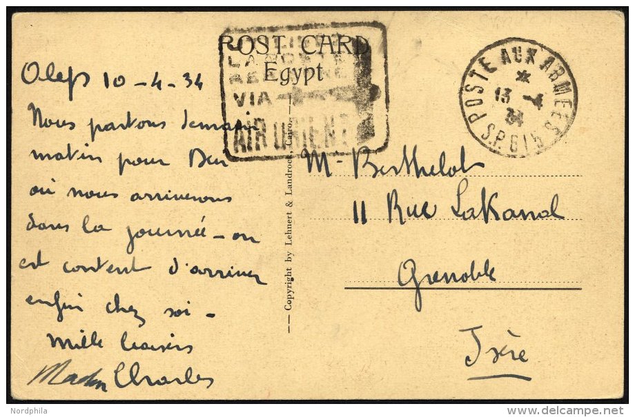 FRANKREICH FELDPOST 1934, K1 POSTE AUX ARMÉES/S.P.615 Und Militärstempel Auf Feldpost-Ansichtskarte Aus Alep - Autres & Non Classés