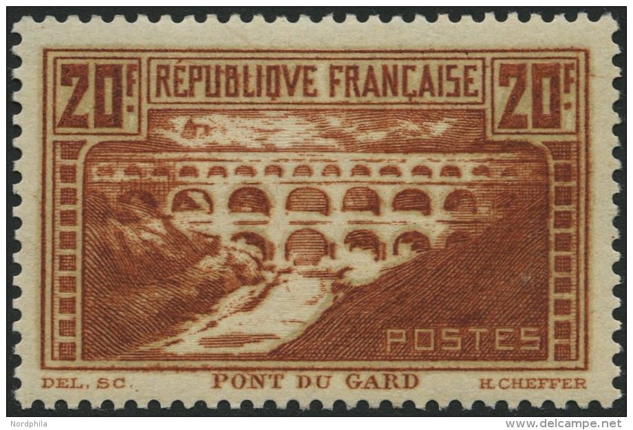 FRANKREICH 242C **, 1931, 20 Fr. Brücke über Den Gard, Gezähnt K 13, Type IIB Mit Abart Weißer Flu& - Autres & Non Classés