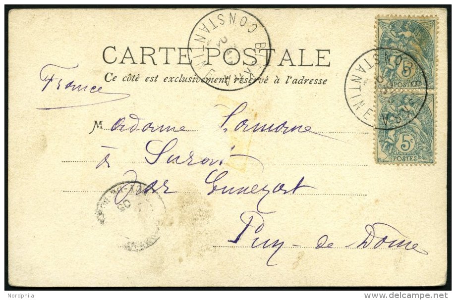 FRANKREICH 90 Paar BRIEF, 1905, 5 C. Gelbgrün Auf Blaugrün Im Senkrechten Paar Mit Stempel BISKRA CONSTANTINE - Autres & Non Classés