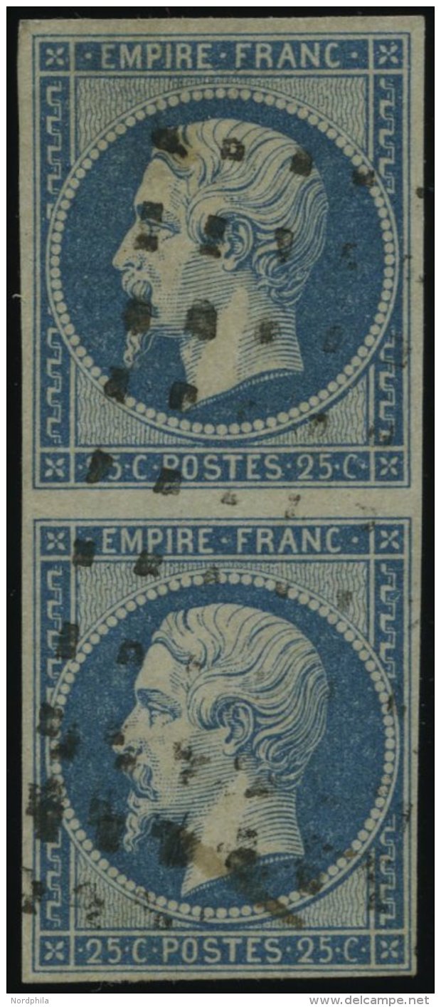 FRANKREICH 14 Paar O, 1853, 25 C. Blau Im Senkrechten Paar, Pracht, Gepr. Drahn - Altri & Non Classificati