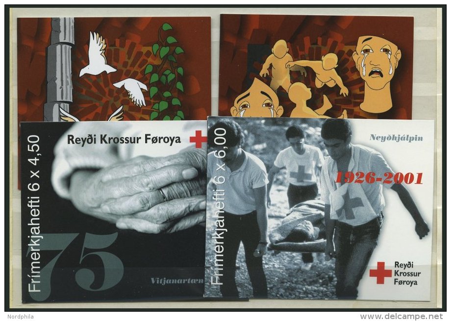 FÄRÖER MH O, 1999-2001, Weihnachten Und Rotes Kreuz, 4 Ausgaben In Markenheftchen, Pracht - Autres & Non Classés