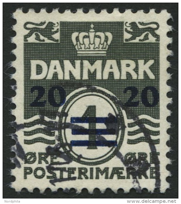 FÄRÖER 2 O, 1941, 20 Ø Auf 1 Ø Grünlichschwarz Mit Abart Kürzerer Mittlerer Balken, Pr - Autres & Non Classés