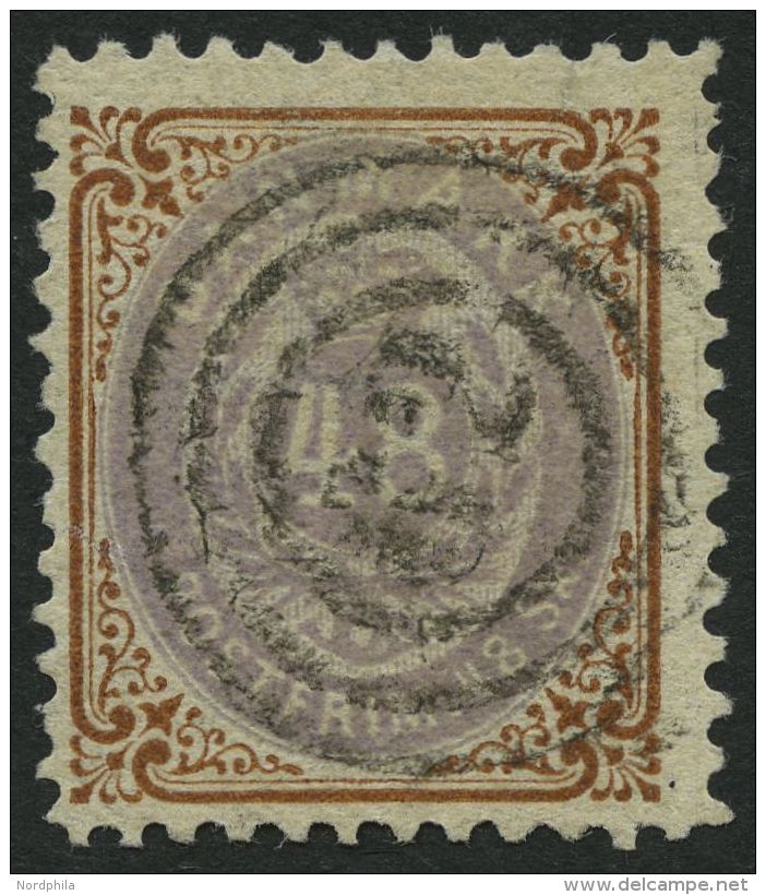 DÄNEMARK 21I O, 1870, 48 S. Braun/lila, Zentrischer Nummernstempel 62, Feinst, Mi. 250.- - Oblitérés