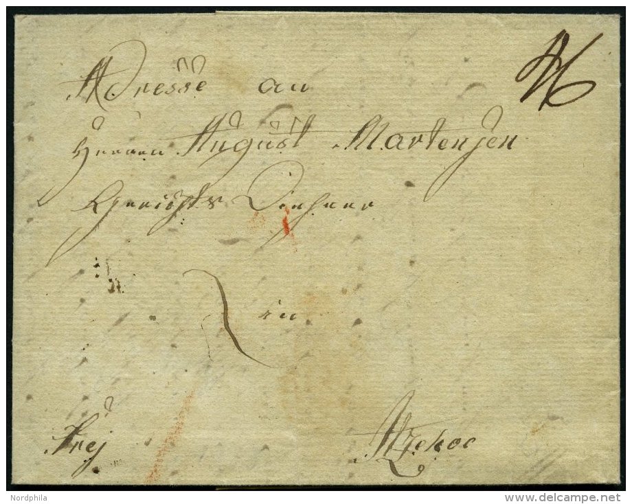 DÄNEMARK 1833, Brief Mit Inhalt Von Kopenhagen Nach Itzehoe, Handschriftlich Frey Und Rückseitiges Lacksiegel, - Oblitérés