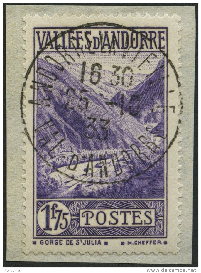 FRANZÖSISCHE-POST 42 BrfStk, 1933, 1.75 Fr. Blauviolett, Prachtbriefstück, Mi. 150.- - Neufs