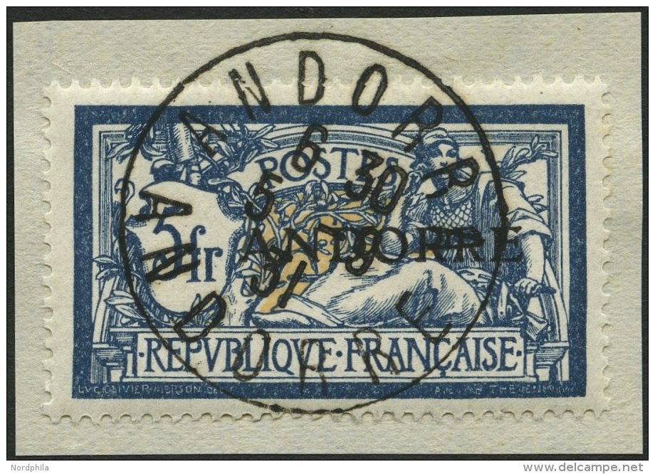 FRANZÖSISCHE-POST 21 BrfStk, 1931, 5 Fr. Blau/sämisch, Prachtbriefstück, Mi. 350.- - Neufs