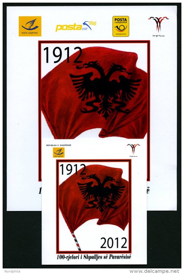 ALBANIEN 3411-14 **, 2012, Unabhängigkeit Im Markenheftchen, Dazu Sonderheft Mit Albanien Nr. 3412, Kosovo Nr. 237 - Albanie