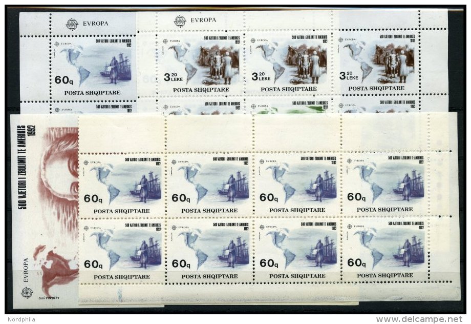ALBANIEN 2510/1,Bl. 97 **, 1992, Europa Im Kleinbogensatz, Als Block Und 60 Q. Im 14er-Streifen (1x Gefaltet), Pracht - Albanie
