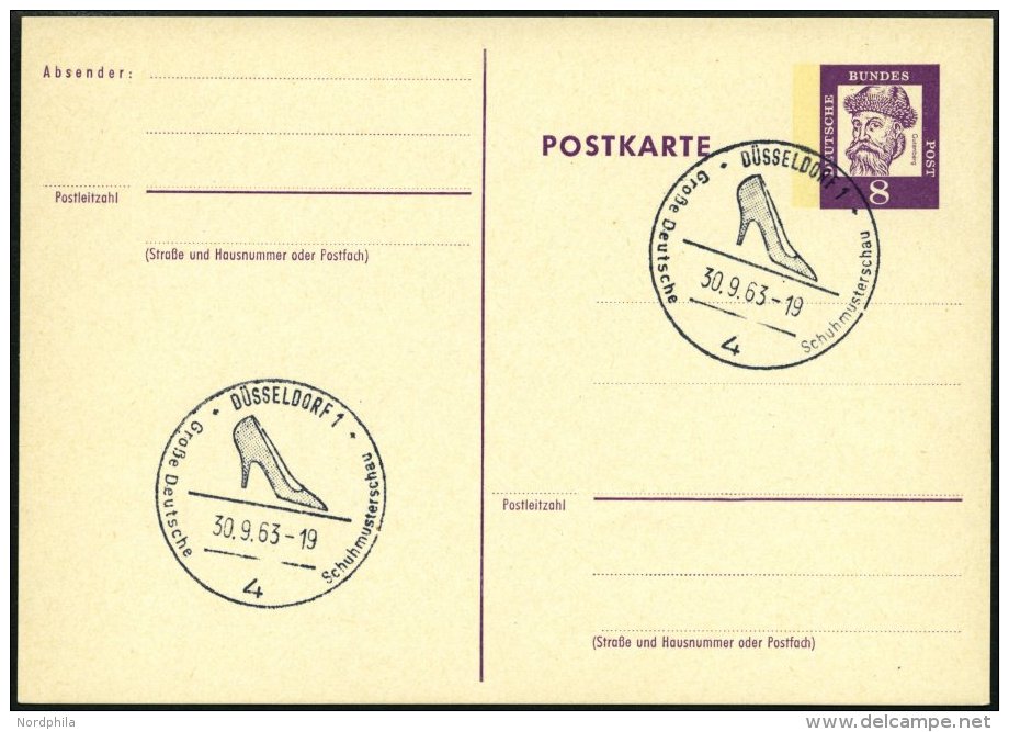 GANZSACHEN P 73 BRIEF, 1962, 8 Pf. Gutenberg, Postkarte In Grotesk-Schrift, Leer Gestempelt Mit Sonderstempel DÜSSE - Collections