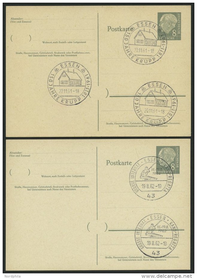 GANZSACHEN P 36 BRIEF, 1961, 8 Pf. Heuß Mit Postfachnummer Statt Postschließfachnummer, 2 Leer Gestempelte K - Collections