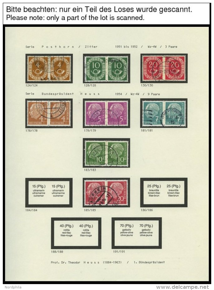 LOTS O, 1951-2008, Verschiedene, Fast Nur Zentrisch Gestempelte, Waagerechte Paare, U.a. Mit Mi.Nr. 355y Und 694-703, Pr - Oblitérés