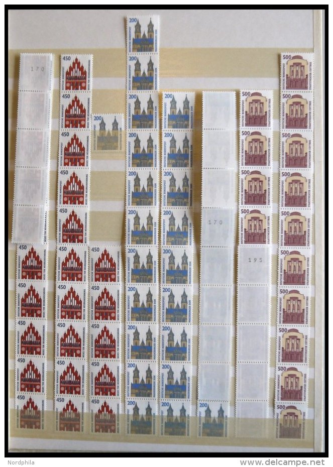 ROLLENMARKEN 1623-1746 **, 1992-94, Sehenswürdigkeiten: 450, 200, 500, 41, 700 Und 550 Pf. In 5er- Bzw. 11er-Streif - Roulettes