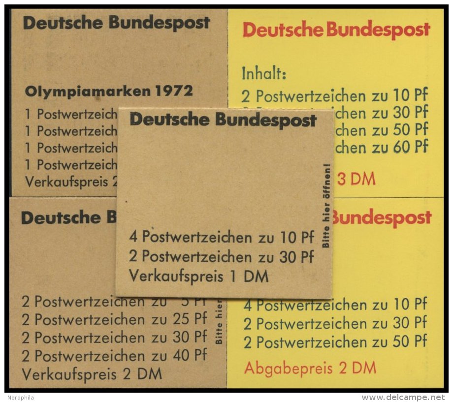ZUSAMMENDRUCKE A.MH 16d-23a **, 1972-80, 5 Verschiedene Markenheftchen, Pracht, Mi. 60.50 - Usados