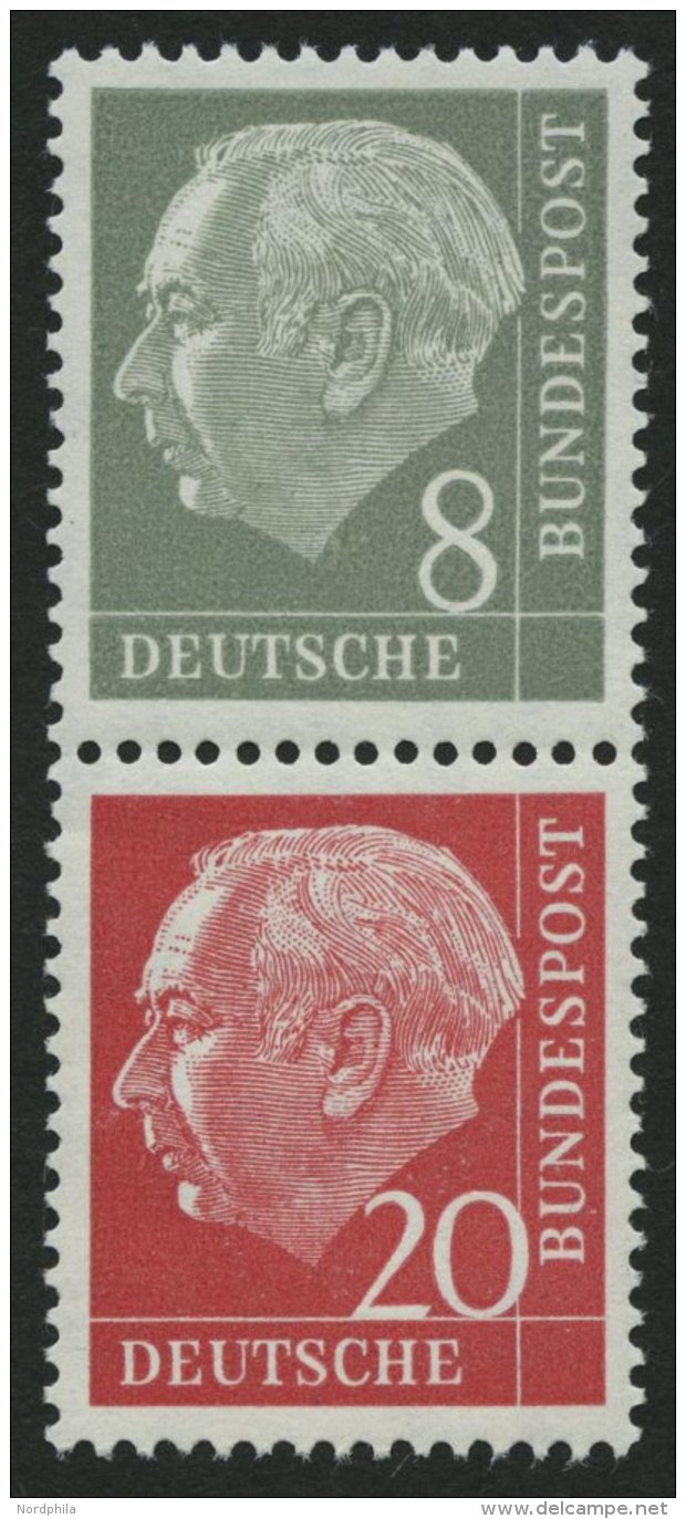 ZUSAMMENDRUCKE S 49YII **, 1960, Heuss Wz. Liegend 8 + 20, Nachauflage, Pracht, Mi. 65.- - Oblitérés