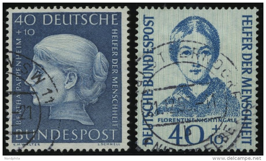 BUNDESREPUBLIK 203,225 O, 1954/5, 40 Pf. Papenheim Und Nightingale, 2 Prachtwerte, Mi. 85.- - Oblitérés