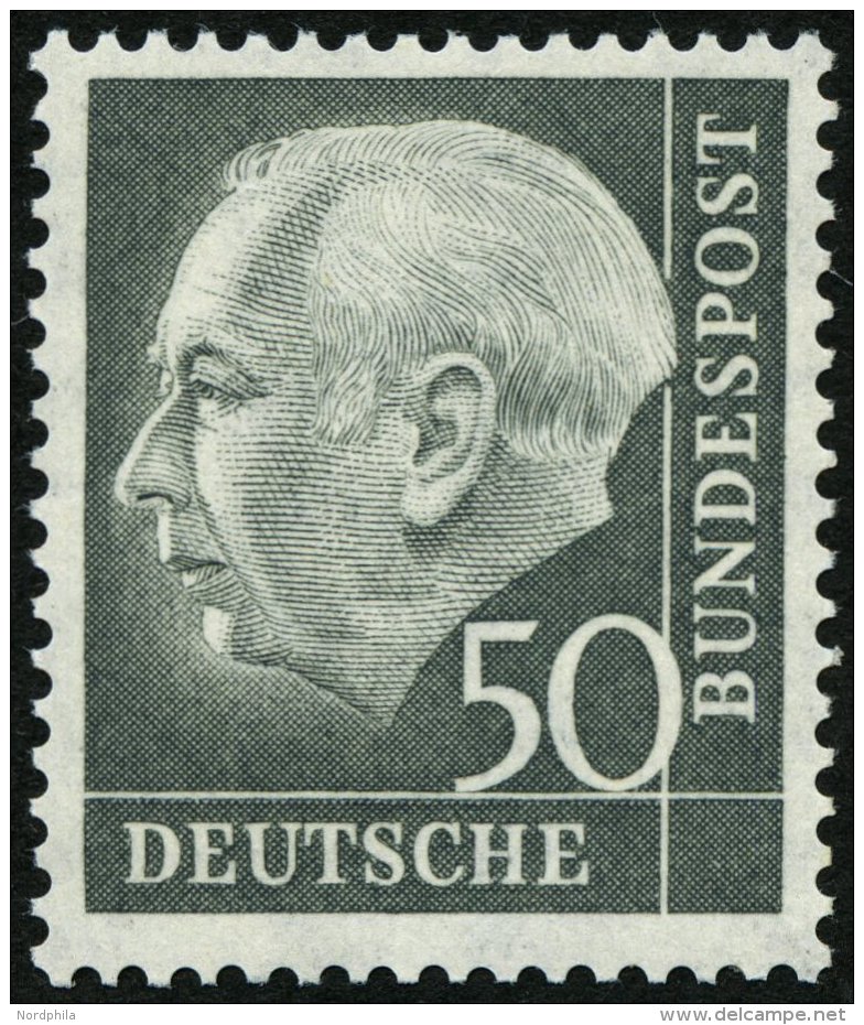 BUNDESREPUBLIK 189 **, 1954, 50 Pf. Heuss, Pracht, Mi. 200.- - Usati