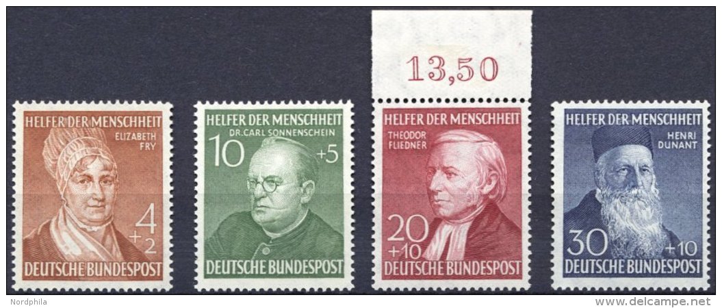 BUNDESREPUBLIK 156-59 **, 1952, Helfer Der Menschheit, Prachtsatz, Mi. 130.- - Oblitérés