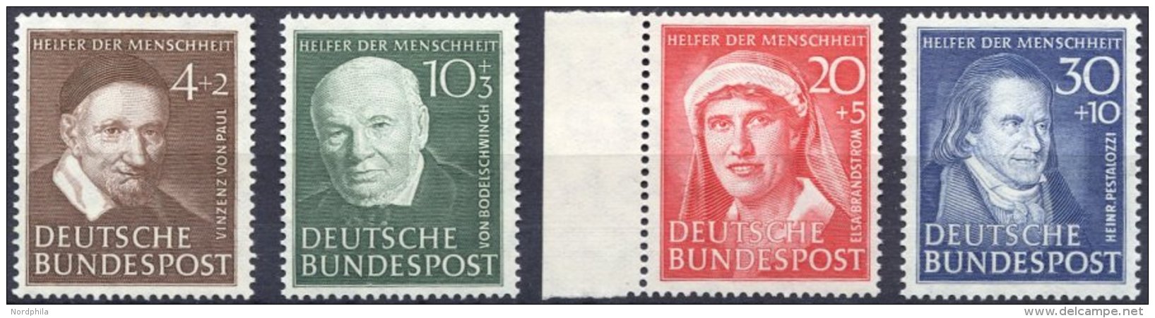 BUNDESREPUBLIK 143-46 **, 1951, Helfer Der Menschheit, Prachtsatz, Mi. 140.- - Oblitérés