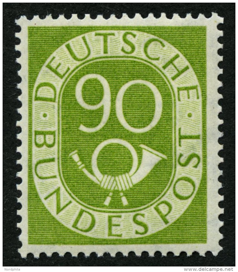 BUNDESREPUBLIK 138 **, 1952, 90 Pf. Posthorn, Pracht, Mi. 550.- - Oblitérés