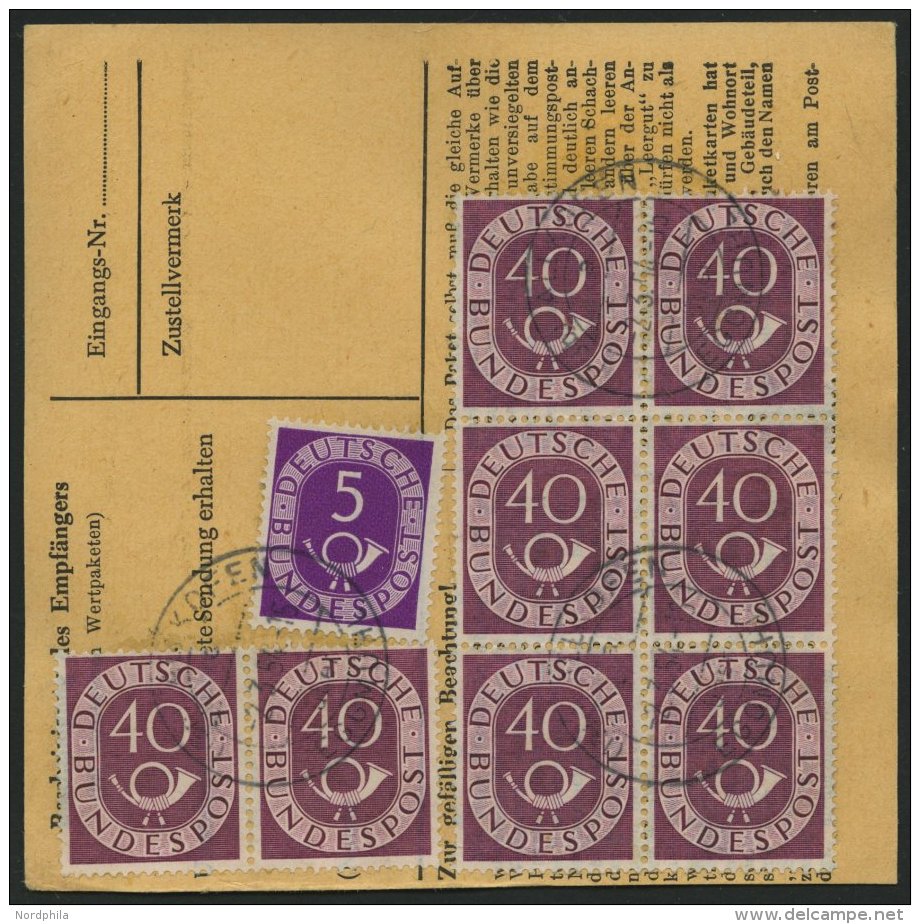 BUNDESREPUBLIK 133 BRIEF, 1954, 40 Pf. Posthorn Im Sechserblock Und 2 Waagerechten Paaren Mit 5 Pf. Zusatzfrankatur Auf - Oblitérés