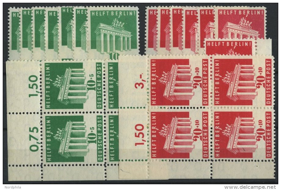 AMERIK. U. BRITISCHE ZONE 101/2 **, 1948, Berlin-Hilfe, 11x, Pracht, Mi. 165.- - Autres & Non Classés
