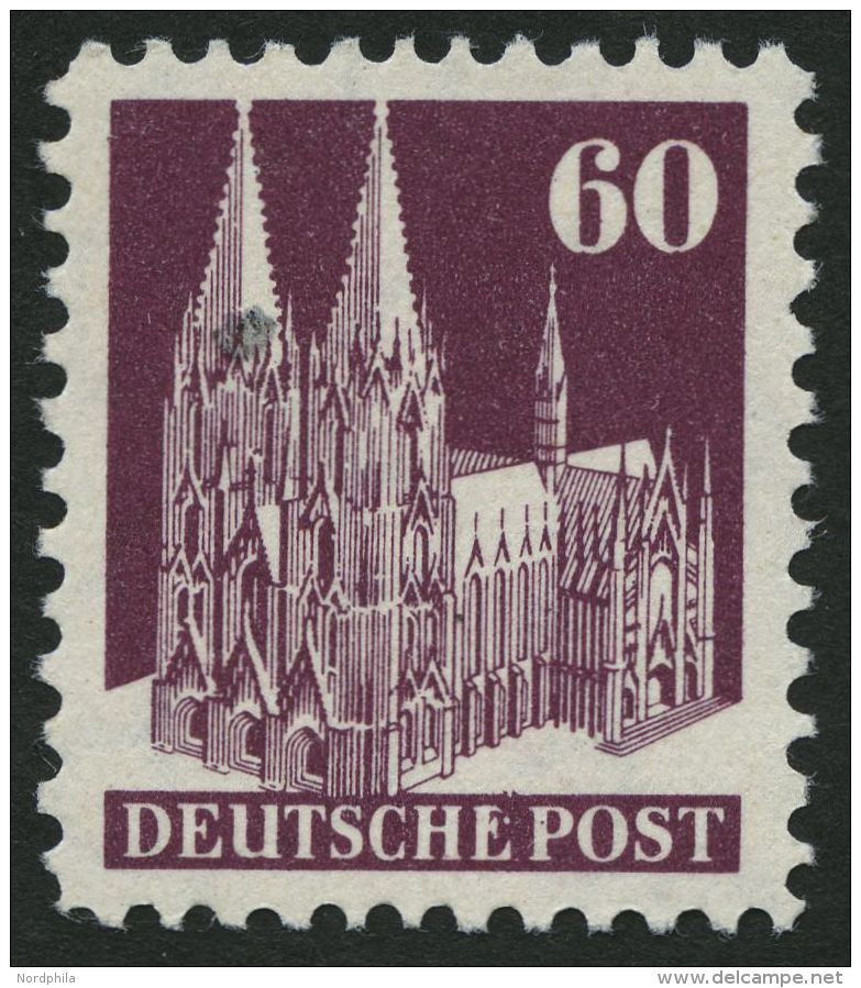 AMERIK. U. BRITISCHE ZONE 93IIIaWB **, 1949, 60 Pf. Dunkelbraunlila, Type IIIa, Wz. 1W, Gezähnt L 11, Pracht, Mi. 1 - Autres & Non Classés