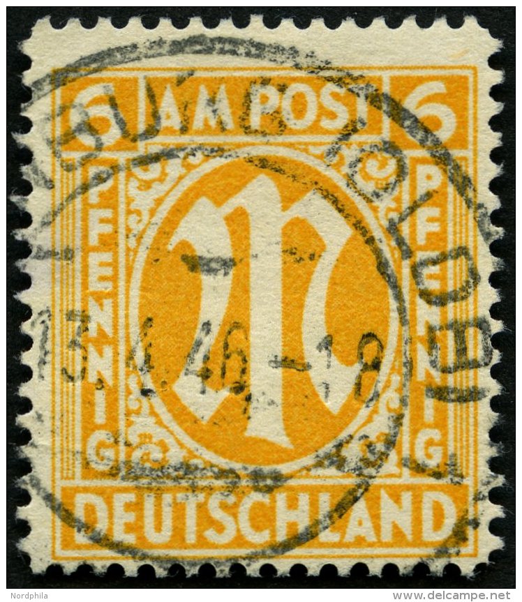 AMERIK. U. BRITISCHE ZONE 13Dy O, 1945, 6 Pf. Gelborange, Gezähnt 141/2:141/4, Pracht, Gepr. Wehner, Mi. 70.- - Autres & Non Classés