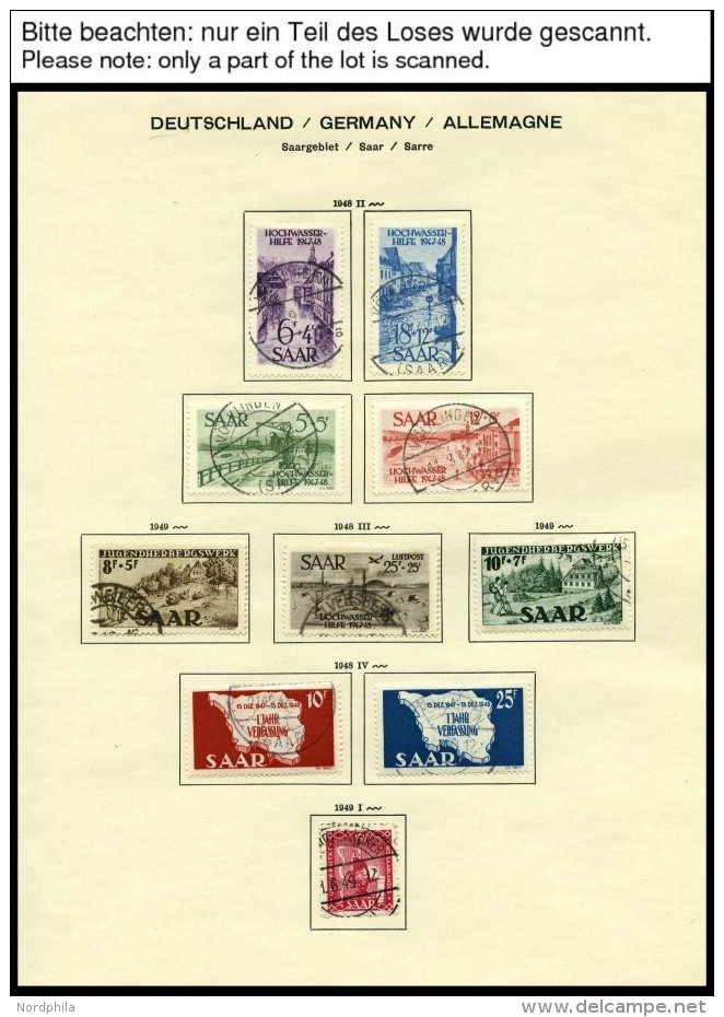 SAMMLUNGEN, LOTS O, Gestempelte Sammlung Saarland Von 1947-59 Mit Vielen Guten Werten Und Sätzen, Pracht, Abstempel - Otros & Sin Clasificación