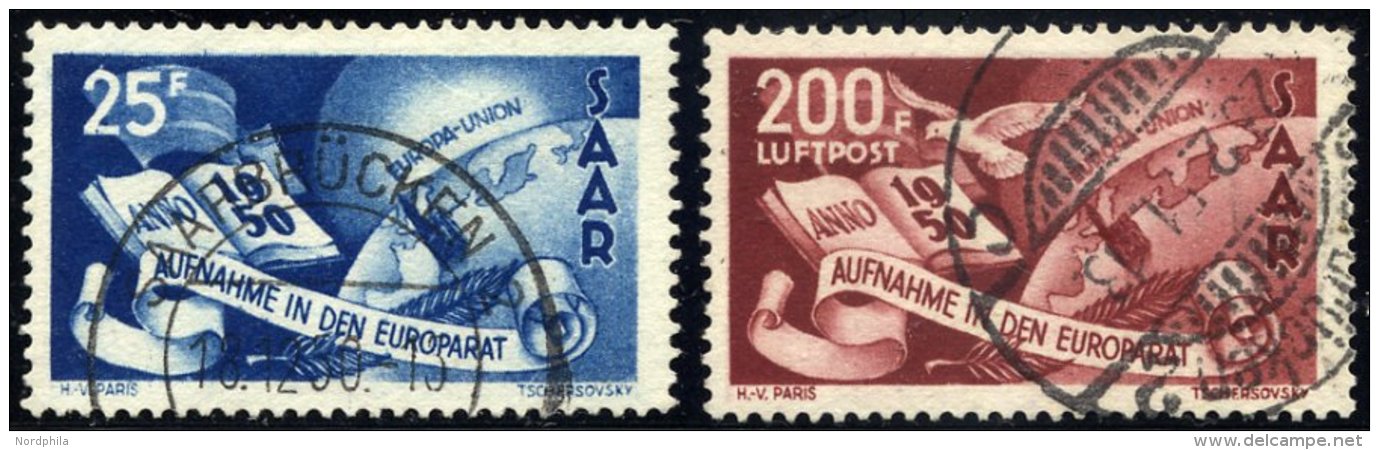 SAARLAND 297/8 O, 1950, Europarat, Pracht, Gepr. Ney, Mi. 320.- - Autres & Non Classés