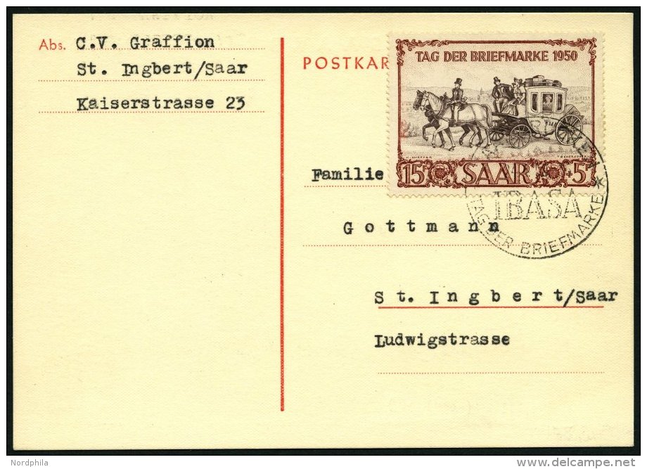 SAARLAND 291 BRIEF, 1950, 15 Fr. IBASA Mit Sonderstempel Vom 24.4. Auf Maximumkarte, Pracht - Autres & Non Classés